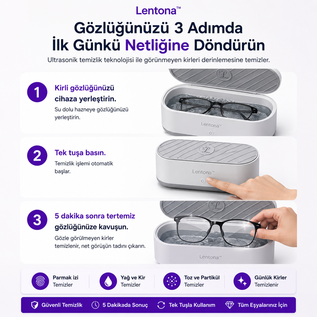 LENTONA™ Ultrasonik Temizleme Cihazı